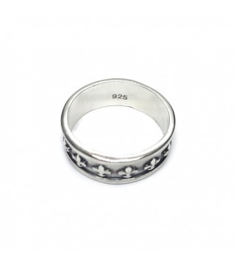 R002435 Genuine Sterling Silver Ring 8mm Band Fleur de Lys Solid Hallmarked 925 Handmade
